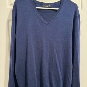Men's Navy Blue V-Neck Sweater Persian Silk Blend size large
